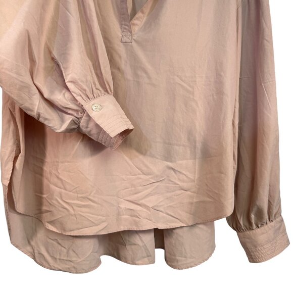 We The Free Size Large  Oversized Blush Pink Button Cuff Long Sleeve Blouse Top - Picture 4 of 8